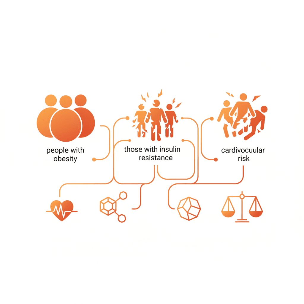 Infographic showing different populations who may benefit from GLP-1 treatments